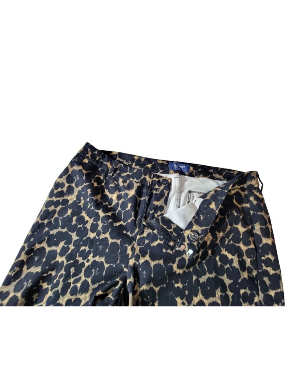 Old Navy Womens Leopard Print Straight-Leg Pants Size 14 Regular Cotton Blend - Picture 6 of 11